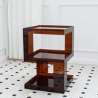 Glam Acrylic Square End Table with Open Storage for Living Room
