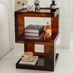 Glam Acrylic Square End Table with Open Storage for Living Room
