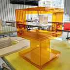 Glam Acrylic Square End Table with Open Storage for Living Room