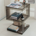 Glam Acrylic Square End Table with Open Storage for Living Room