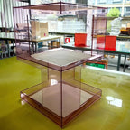 Glam Acrylic Square End Table with Open Storage for Living Room