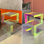 Glam Acrylic Square End Table with Open Storage for Living Room
