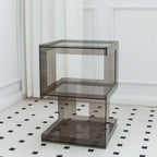 Glam Acrylic Square End Table with Open Storage for Living Room