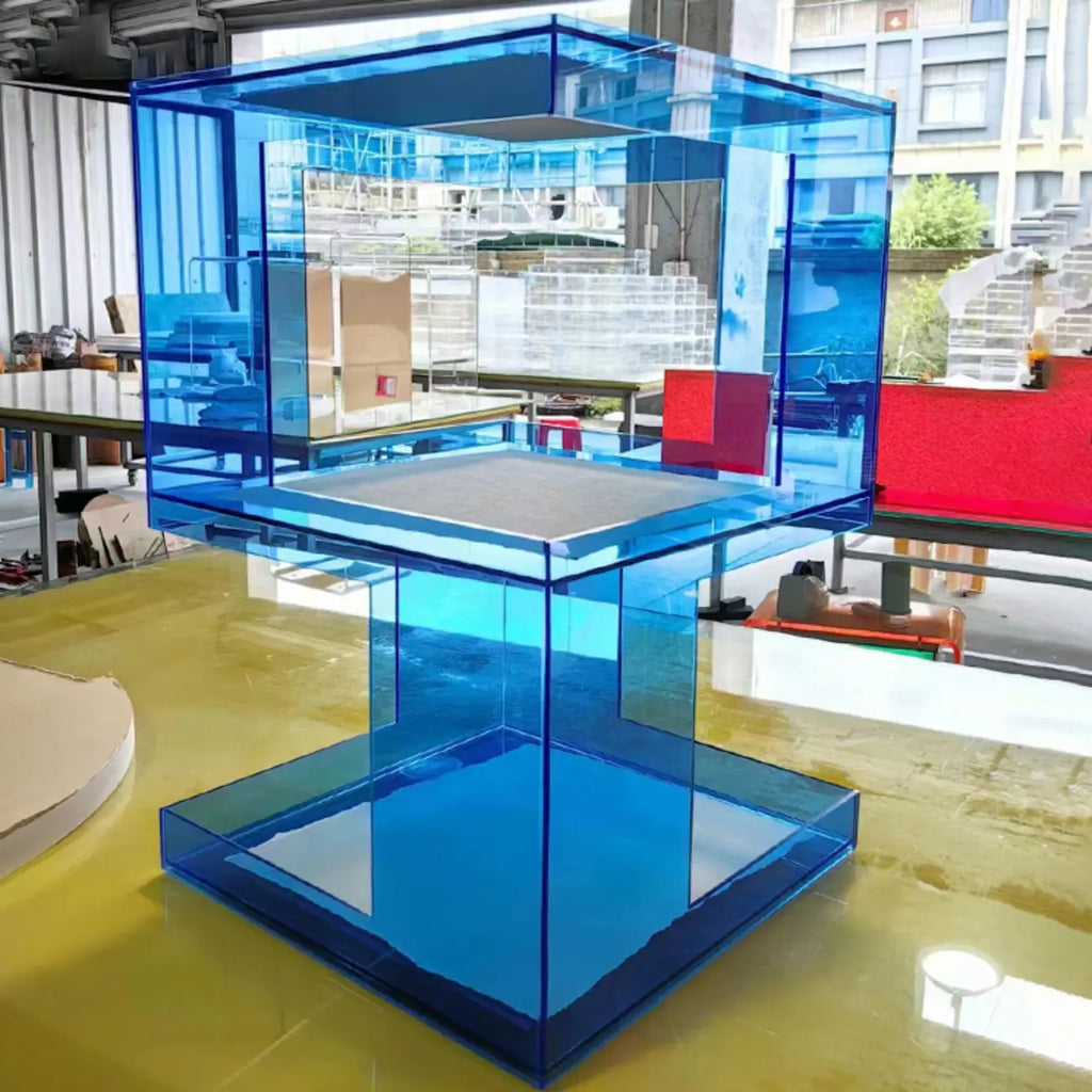 Glam Acrylic Square End Table with Open Storage for Living Room