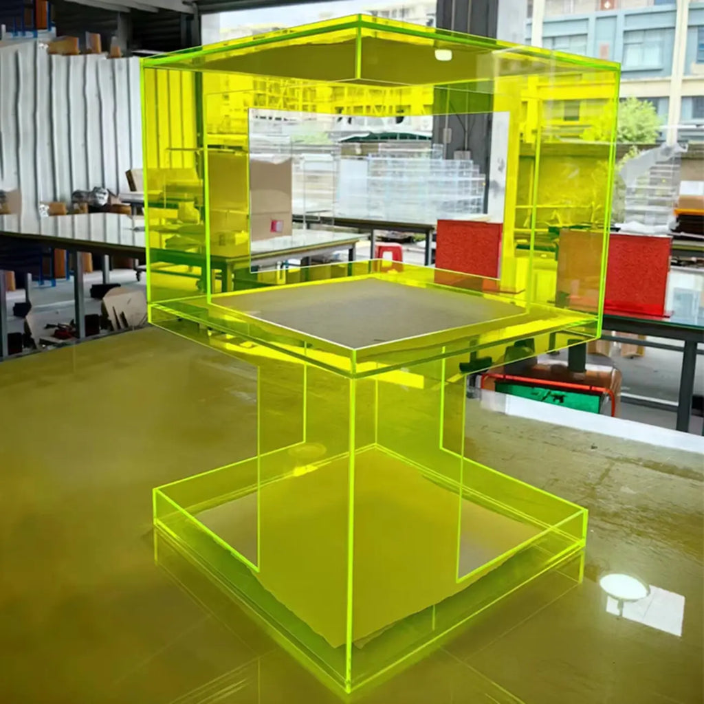 Glam Acrylic Square End Table with Open Storage for Living Room