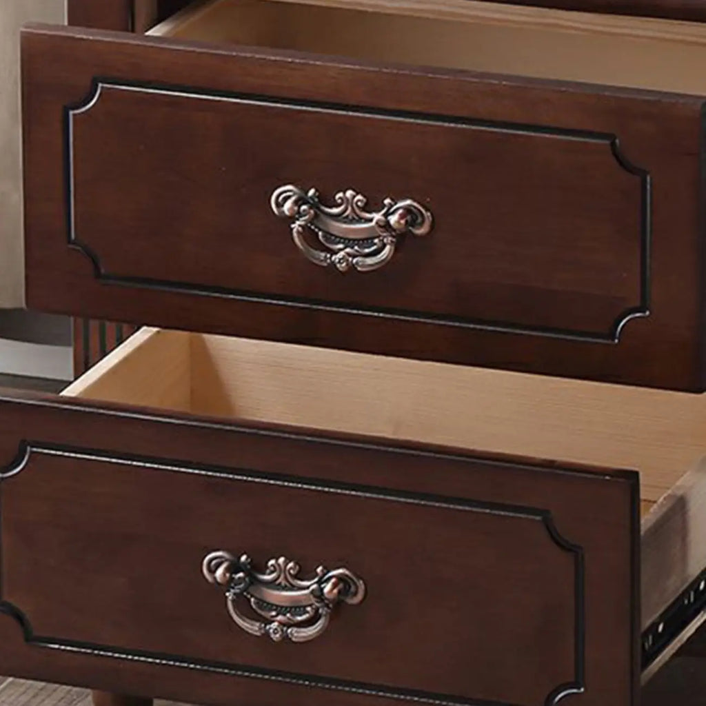 Classic Wood White Carved 2-Drawer Nightstand