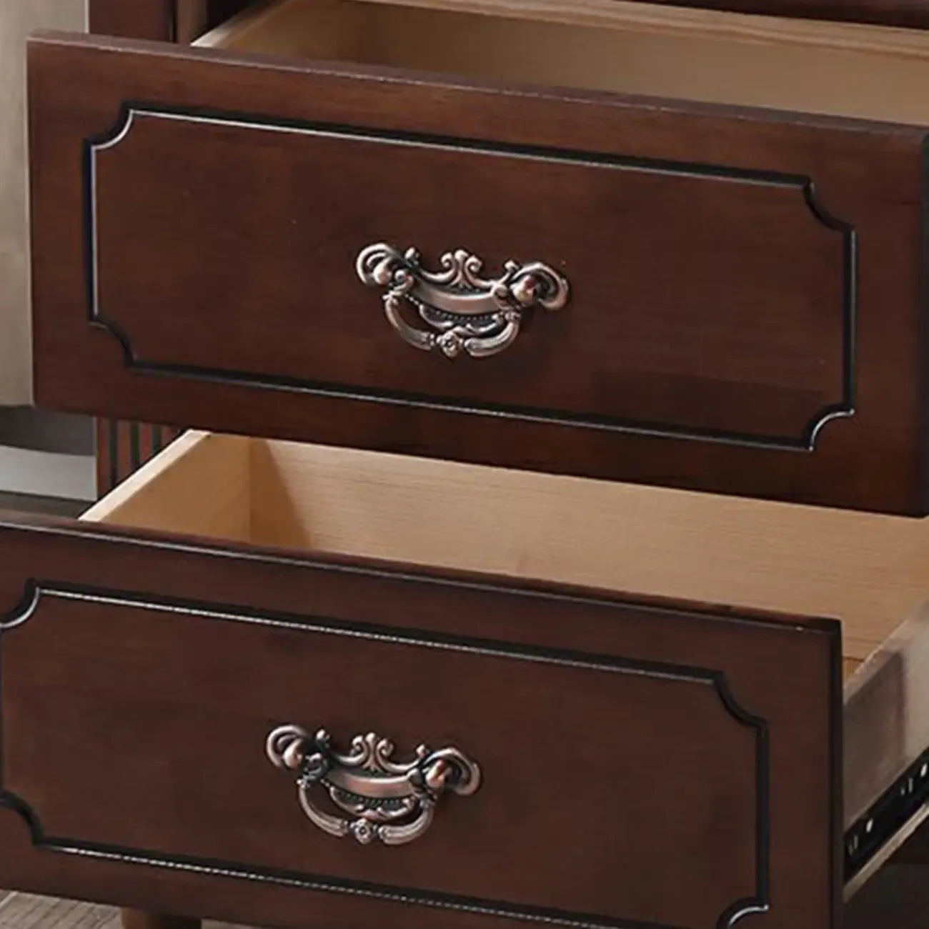 Classic Wood White Carved 2-Drawer Nightstand