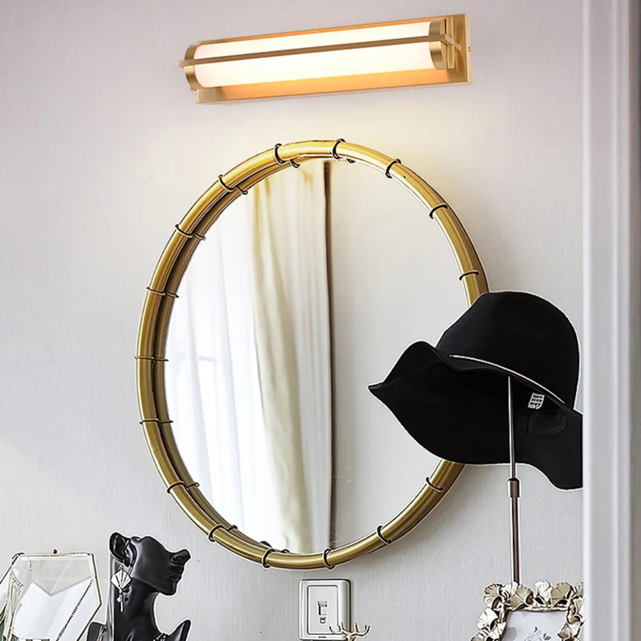 Straight Modern Gold Vanity Light with Warm LED for Bathroom