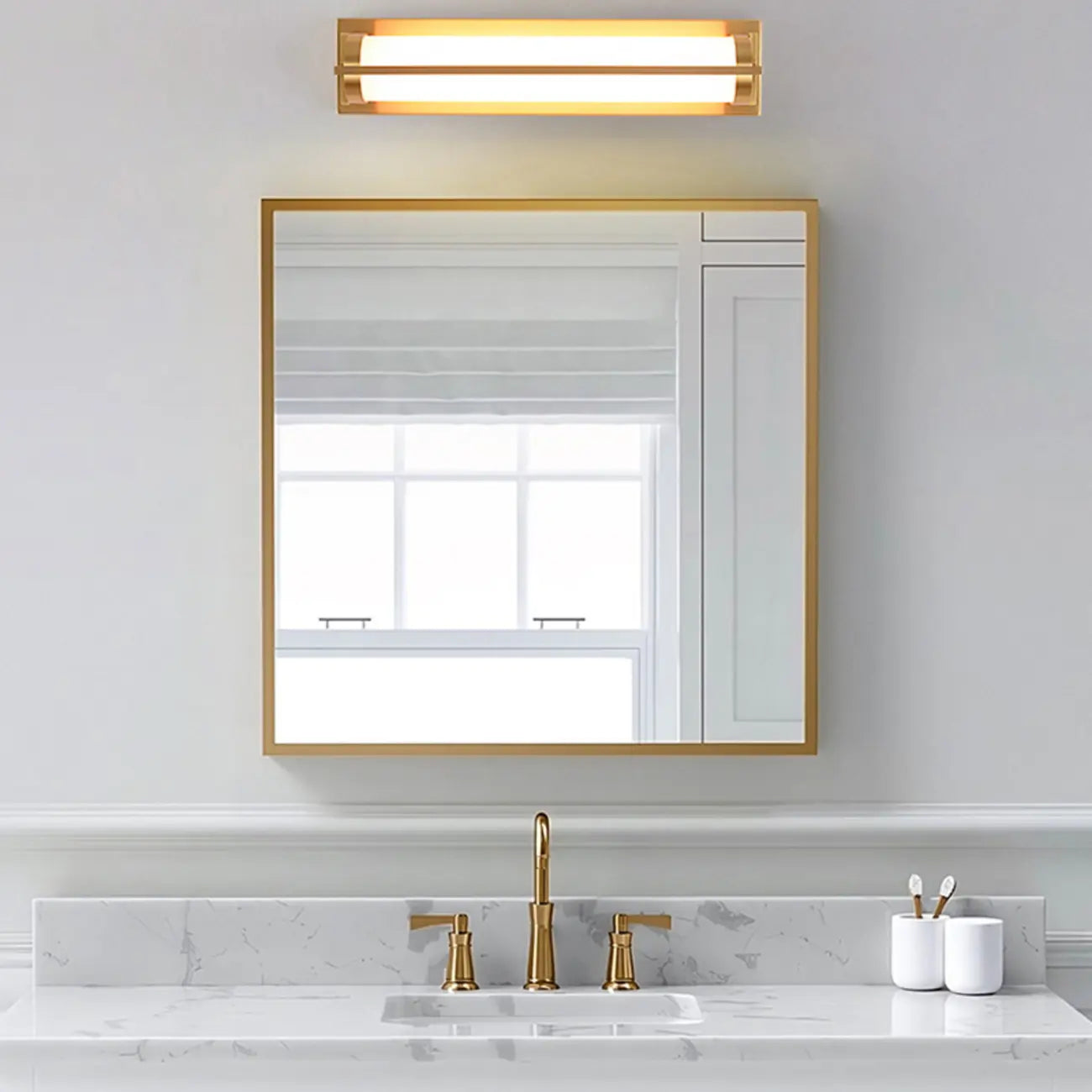Straight Modern Gold Vanity Light with Warm LED for Bathroom