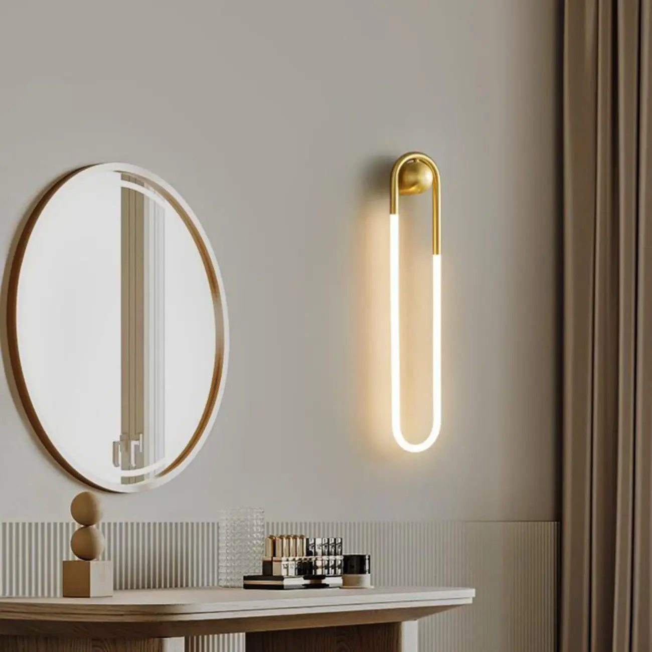 Modern Gold LED Oval Vanity Wall Light