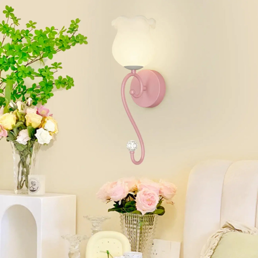 15 to 19 Inch Floral Wall Sconce with Glass Shade for Bedroom