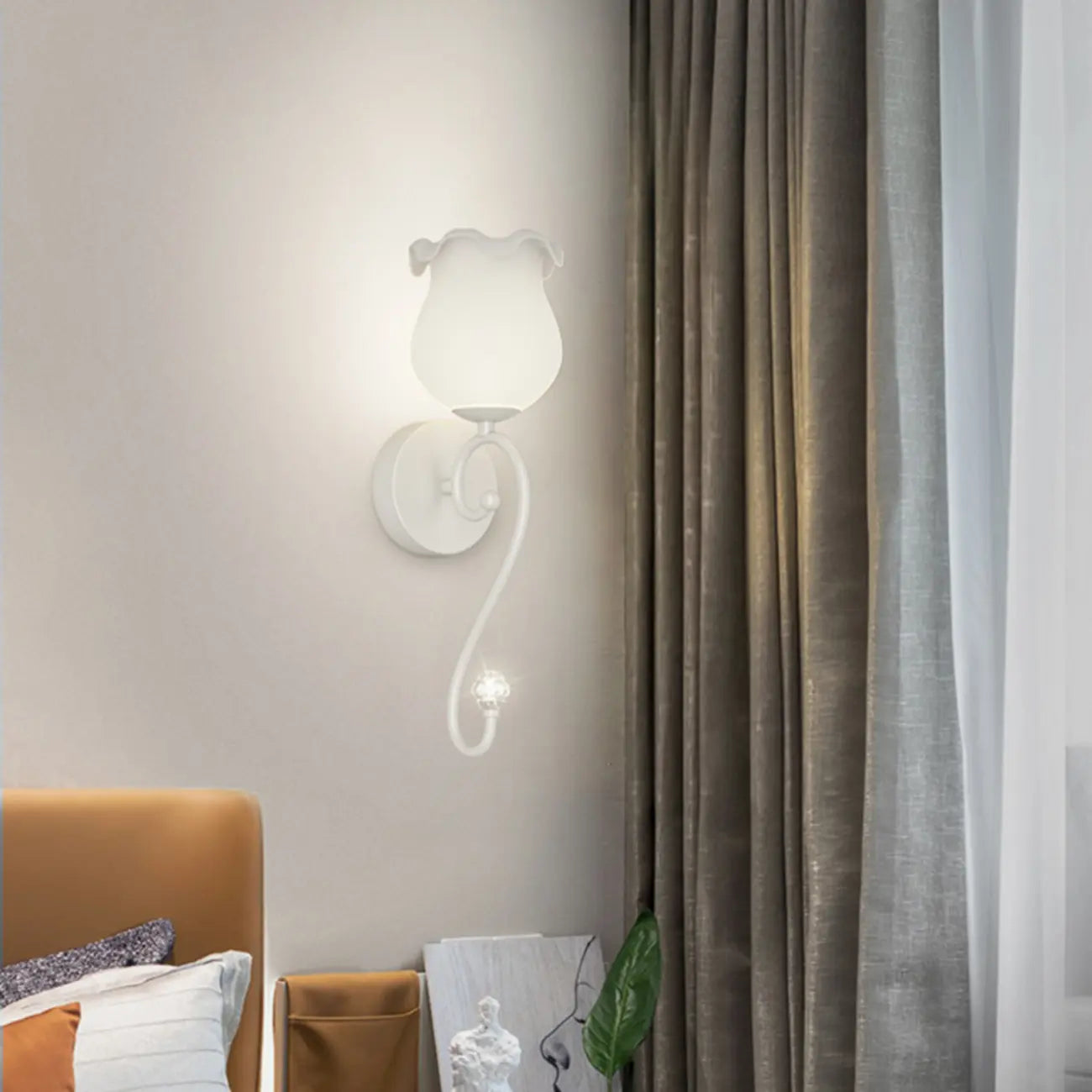 15 to 19 Inch Floral Wall Sconce with Glass Shade for Bedroom