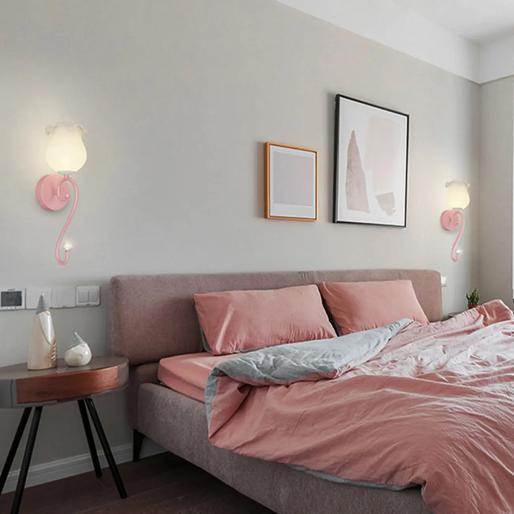 15 to 19 Inch Floral Wall Sconce with Glass Shade for Bedroom