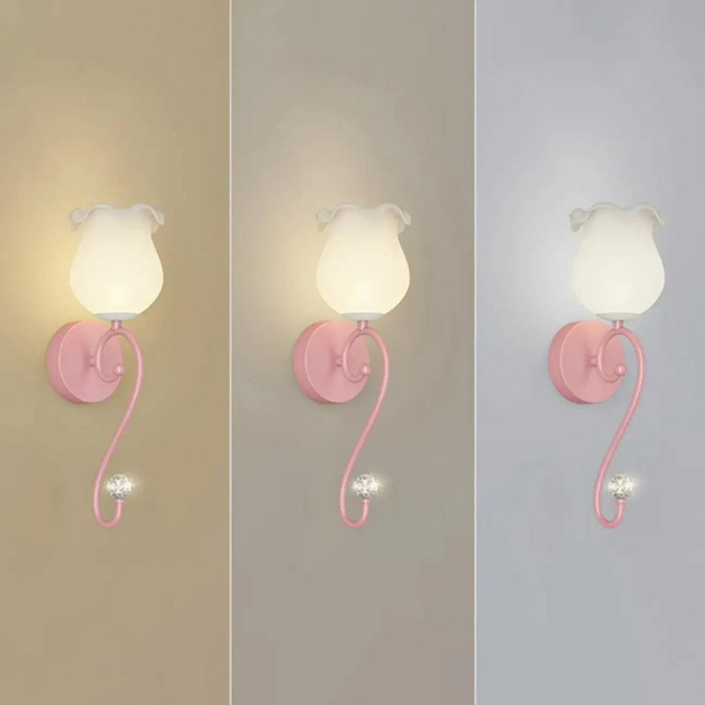 15 to 19 Inch Floral Wall Sconce with Glass Shade for Bedroom