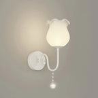 15 to 19 Inch Floral Wall Sconce with Glass Shade for Bedroom