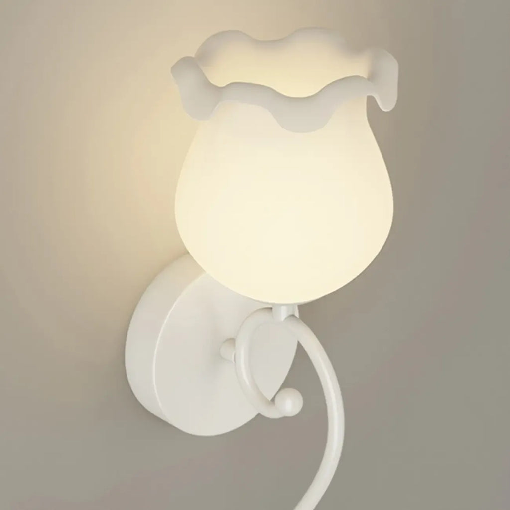 15 to 19 Inch Floral Wall Sconce with Glass Shade for Bedroom