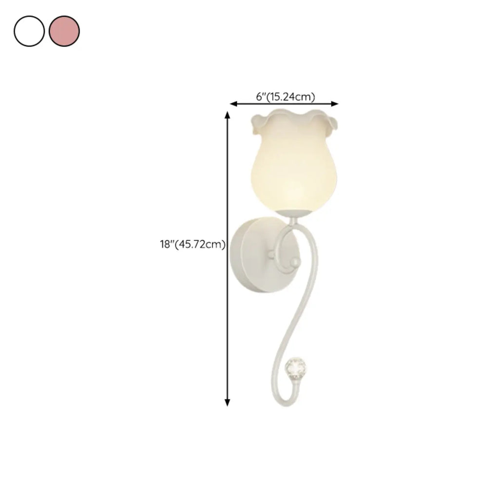 15 to 19 Inch Floral Wall Sconce with Glass Shade for Bedroom