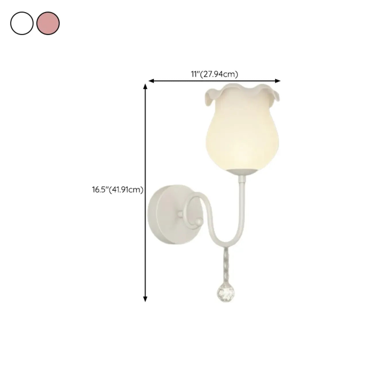 15 to 19 Inch Floral Wall Sconce with Glass Shade for Bedroom