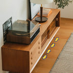 Long Scandinavian Cherry Wood TV Stand with Door