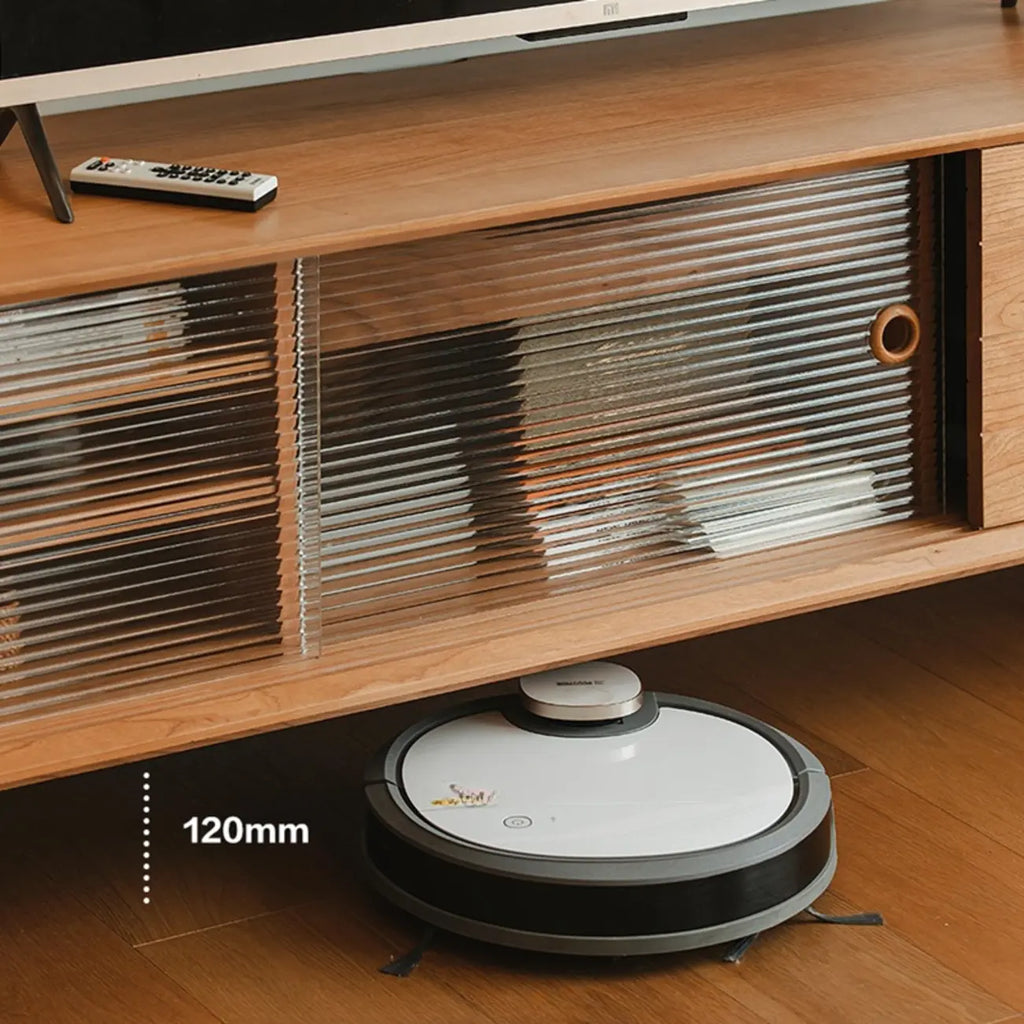 Long Scandinavian Cherry Wood TV Stand with Door