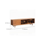 Long Scandinavian Cherry Wood TV Stand with Door