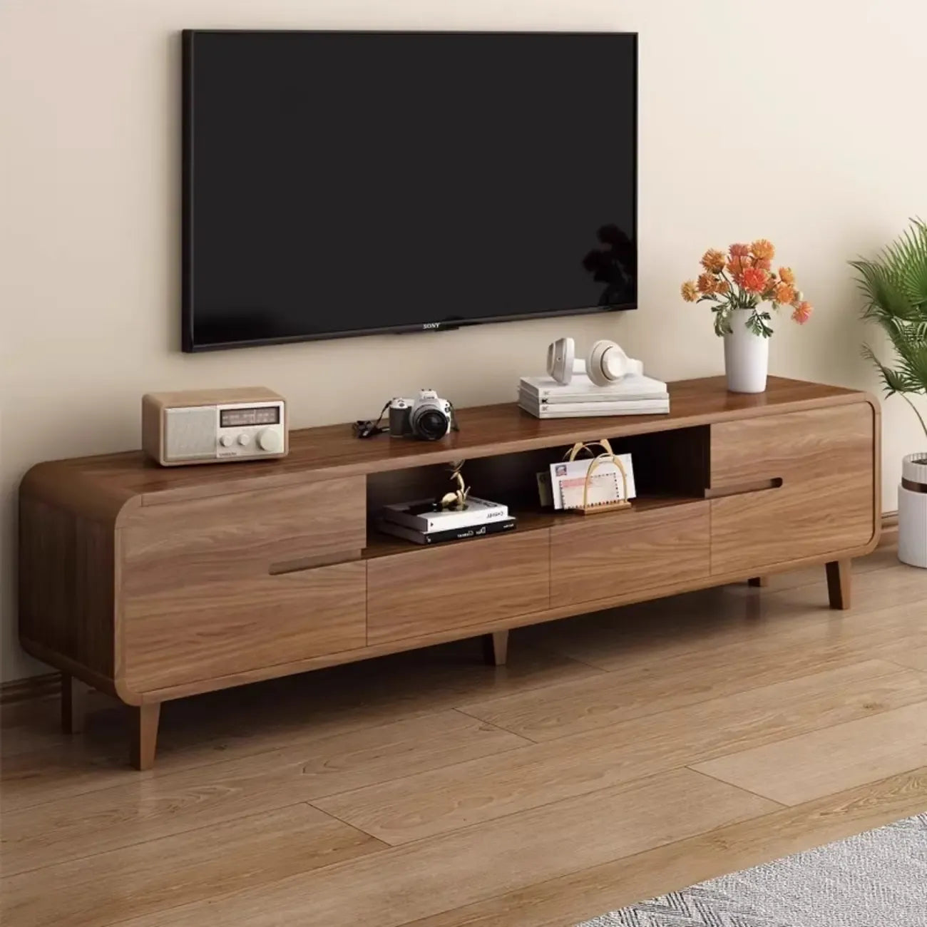 Modern wooden TV cabinet with storage
