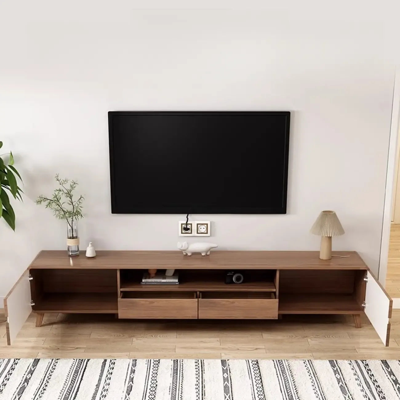 Modern wooden TV cabinet with storage