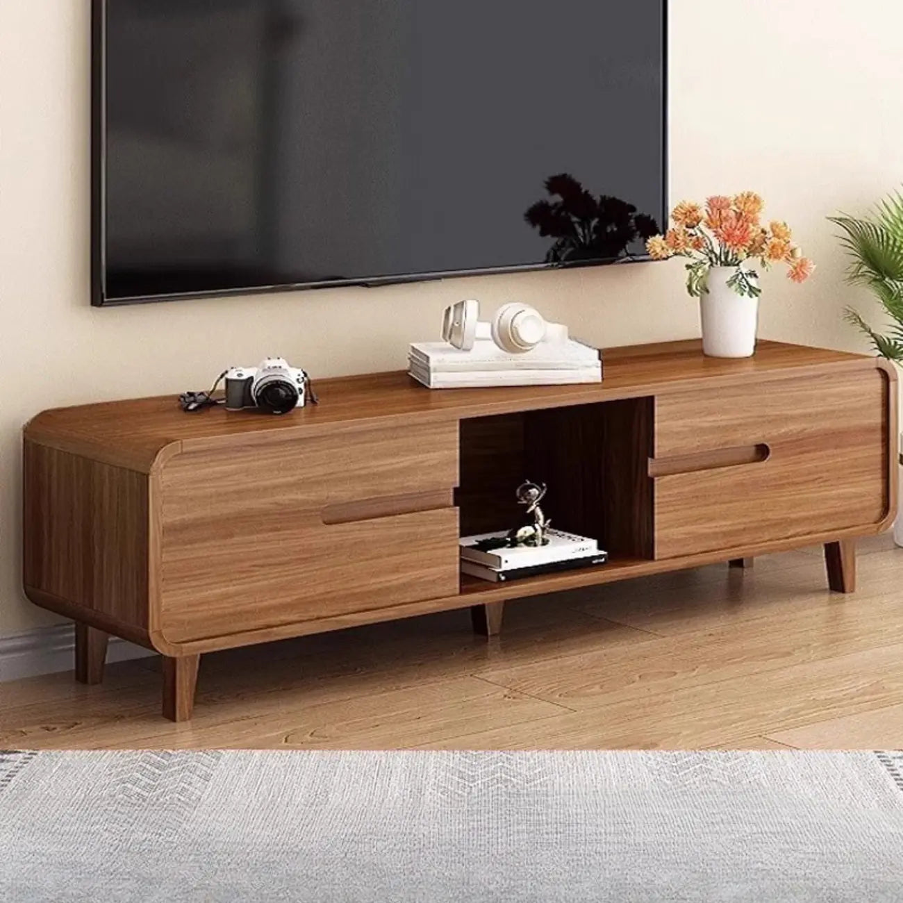 Modern wooden TV cabinet with storage