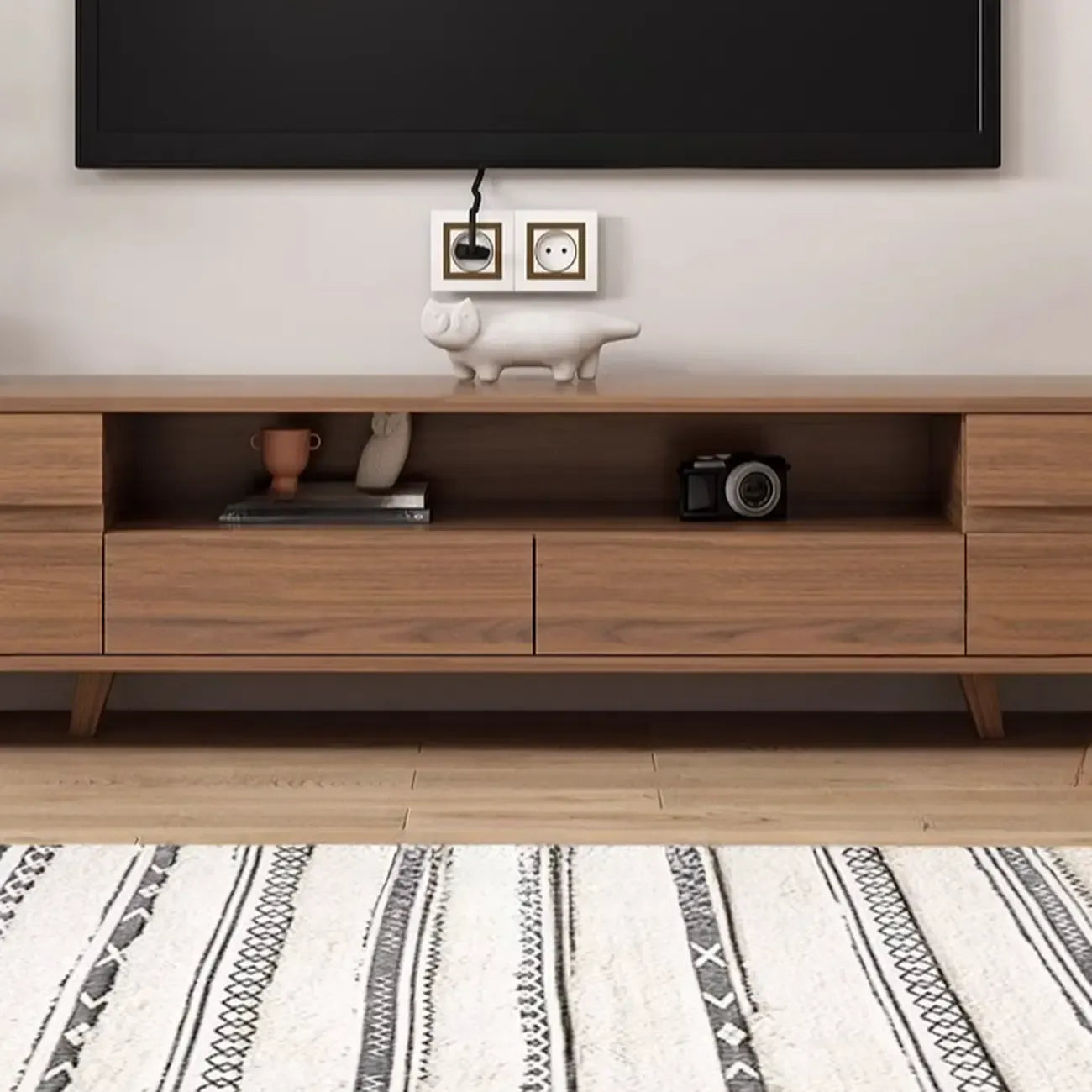 Modern wooden TV cabinet with storage