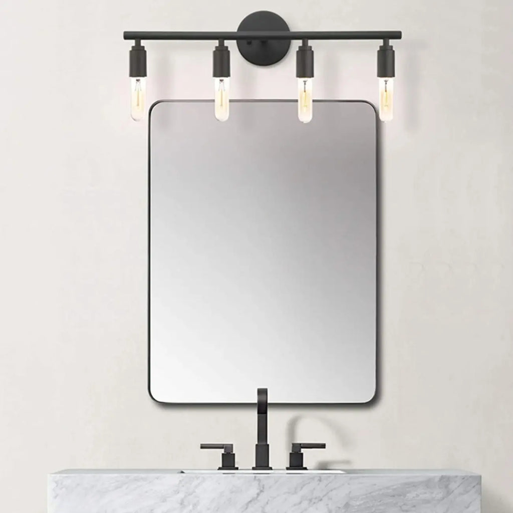 Industrial Black Metal 4-Light Cylinder Vanity Lights