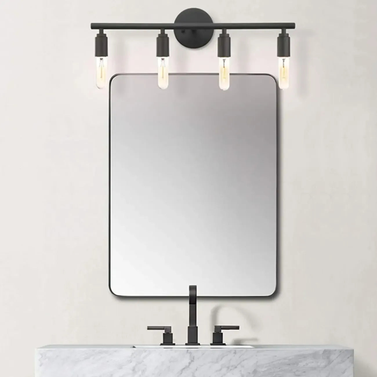 Industrial Black Metal 4-Light Cylinder Vanity Lights