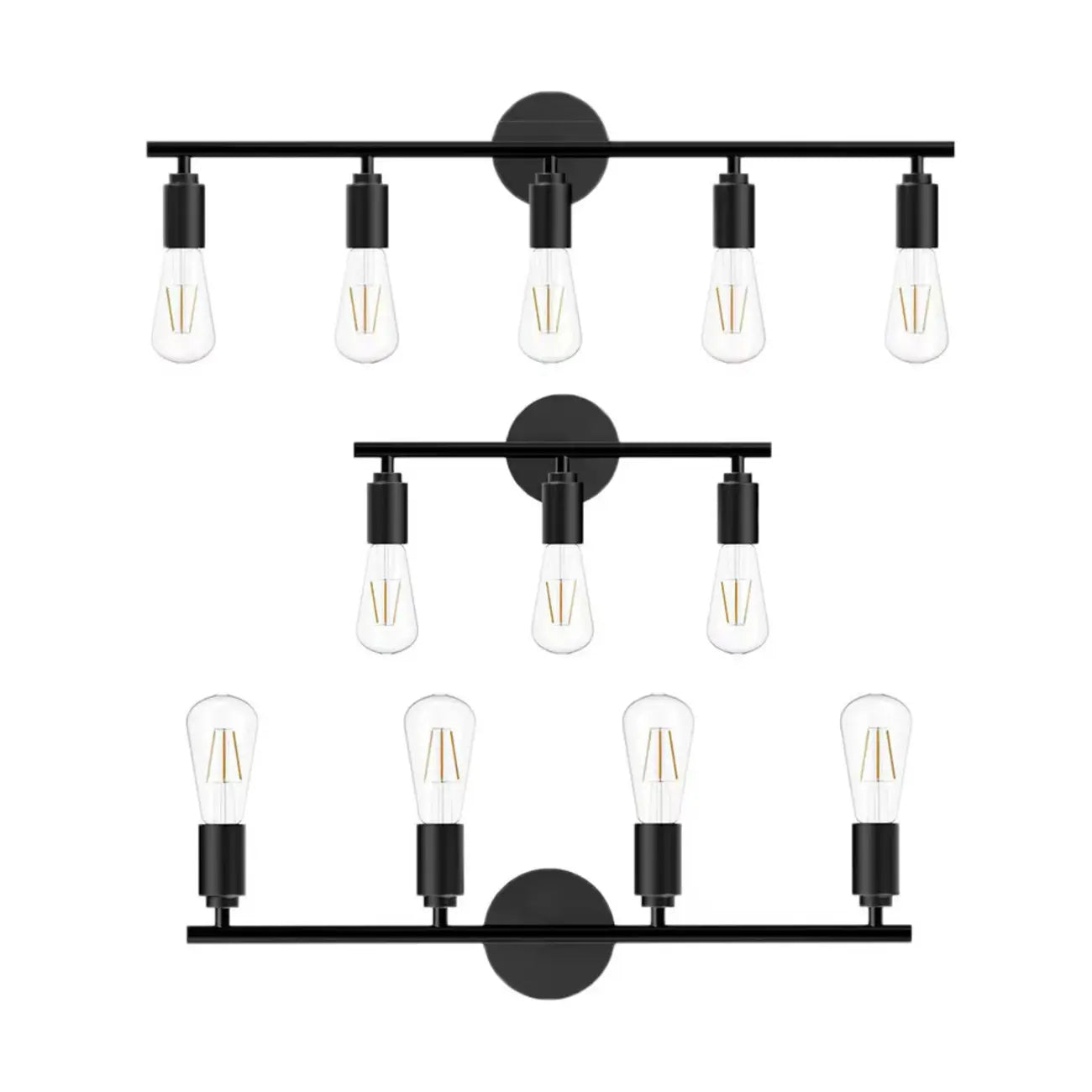 Industrial Black Metal 4-Light Cylinder Vanity Lights