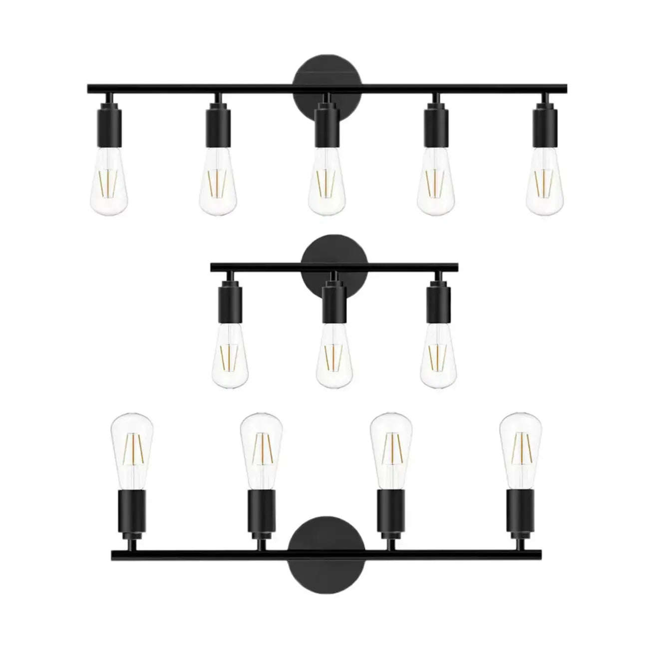 Industrial Black Metal 4-Light Cylinder Vanity Lights