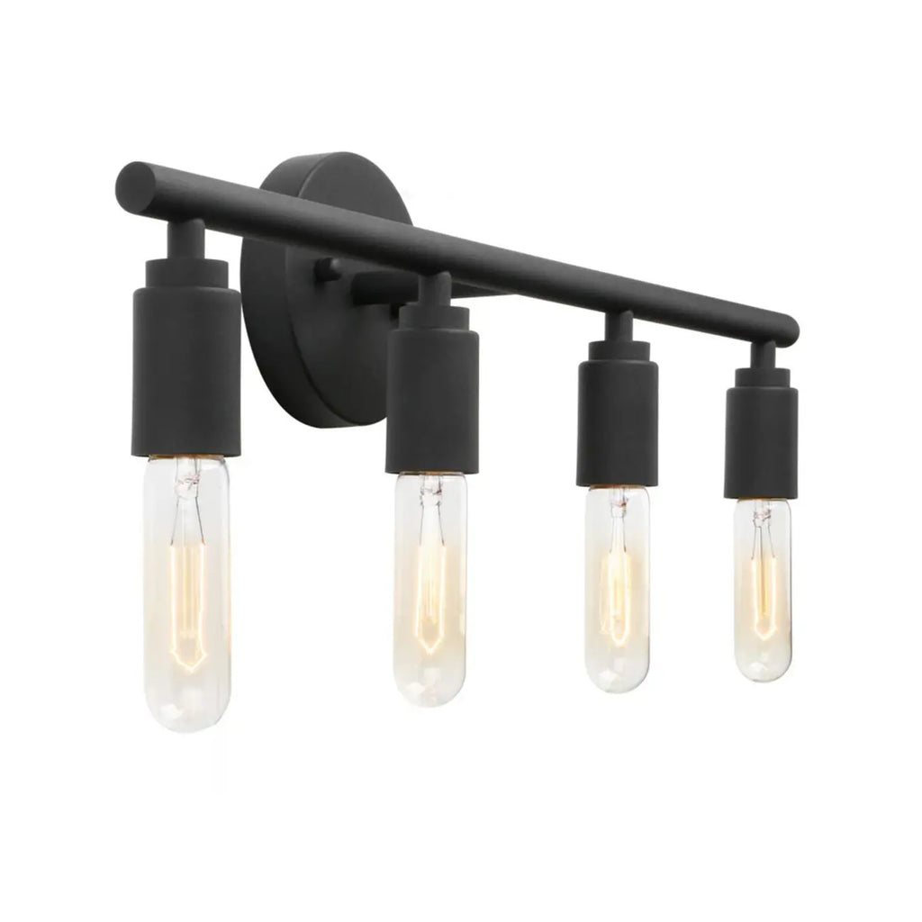 Industrial Black Metal 4-Light Cylinder Vanity Lights