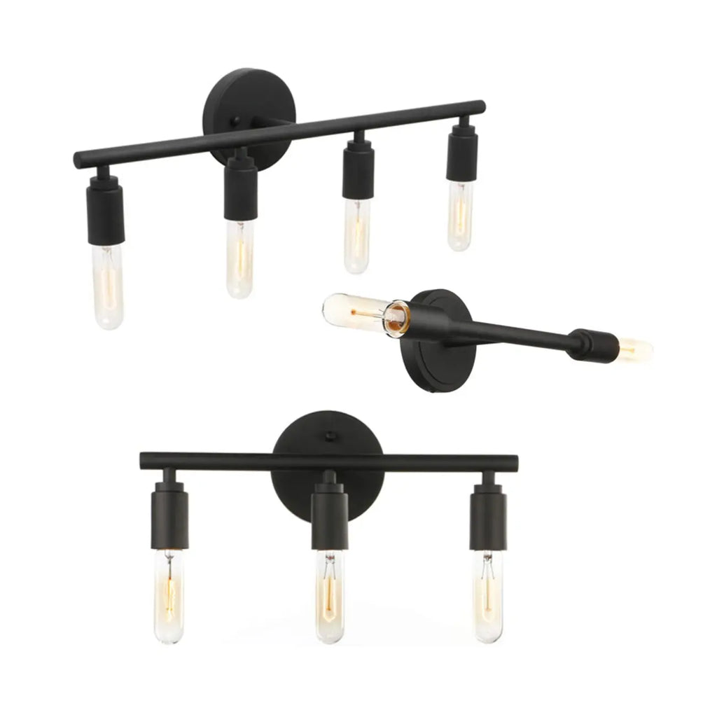 Industrial Black Metal 4-Light Cylinder Vanity Lights