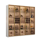 Lighting Black Wooden Floor Wine Cabinet with Glass Doors