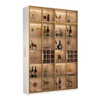 Lighting Black Wooden Floor Wine Cabinet with Glass Doors