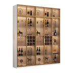 Lighting Black Wooden Floor Wine Cabinet with Glass Doors
