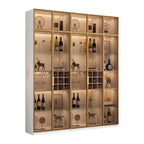 Lighting Black Wooden Floor Wine Cabinet with Glass Doors