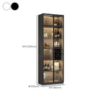 Lighting Black Wooden Floor Wine Cabinet with Glass Doors