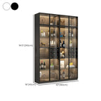 Lighting Black Wooden Floor Wine Cabinet with Glass Doors