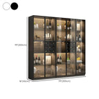 Lighting Black Wooden Floor Wine Cabinet with Glass Doors