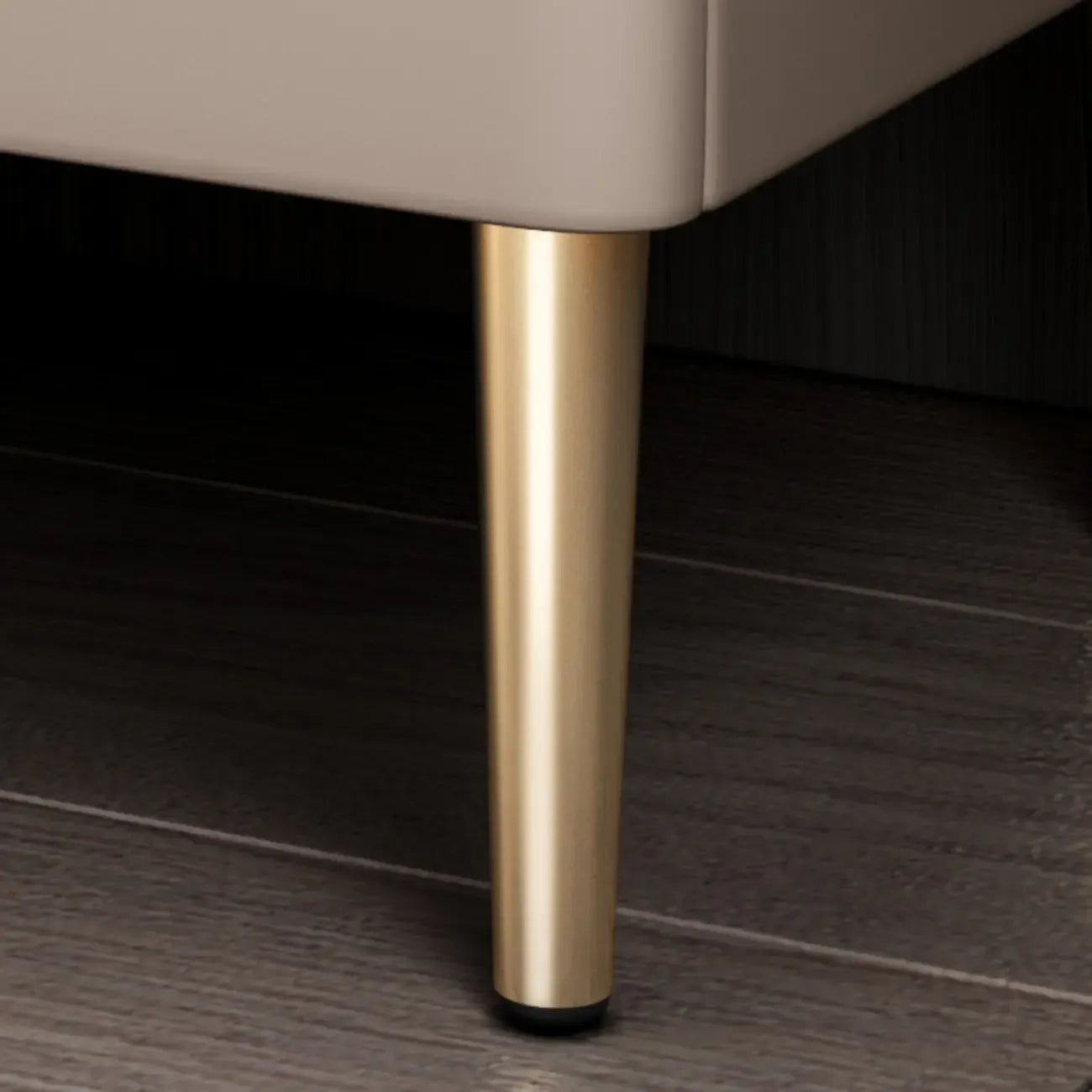 Modern Stone Top Gold Accents Leather 2 Drawer Nightstand