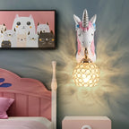 Kids Unicorn Wall Sconce with Crystal Globe for Bedroom