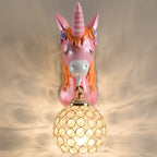 Kids Unicorn Wall Sconce with Crystal Globe for Bedroom