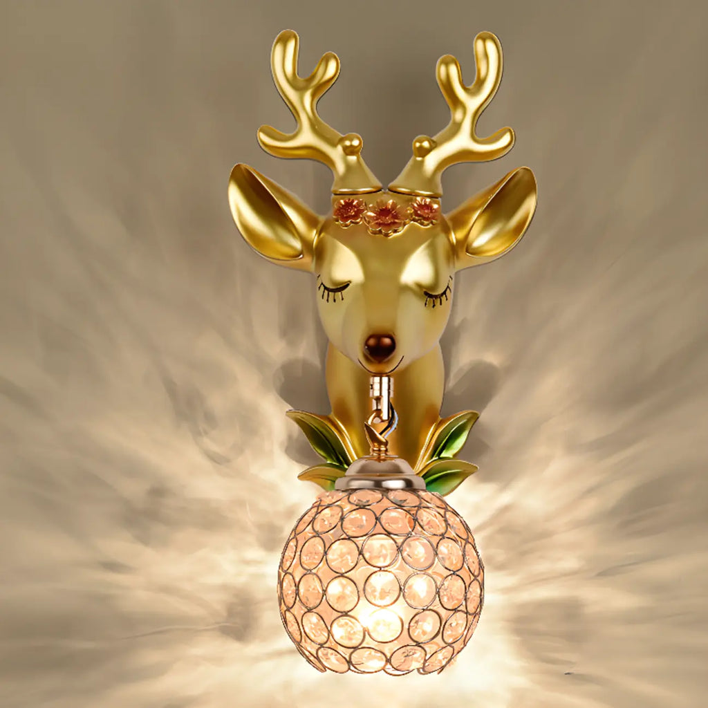 Kids Unicorn Wall Sconce with Crystal Globe for Bedroom
