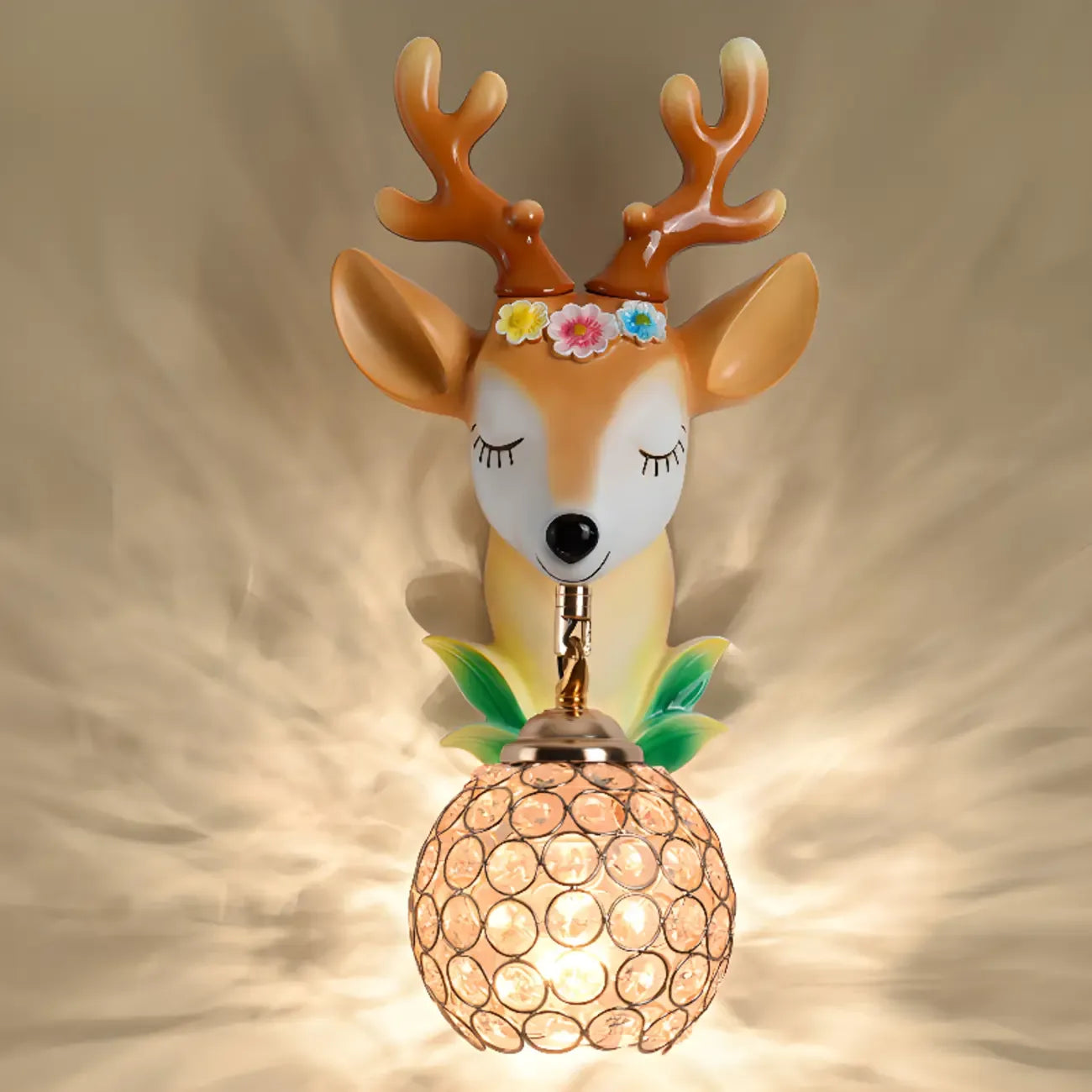 Kids Unicorn Wall Sconce with Crystal Globe for Bedroom