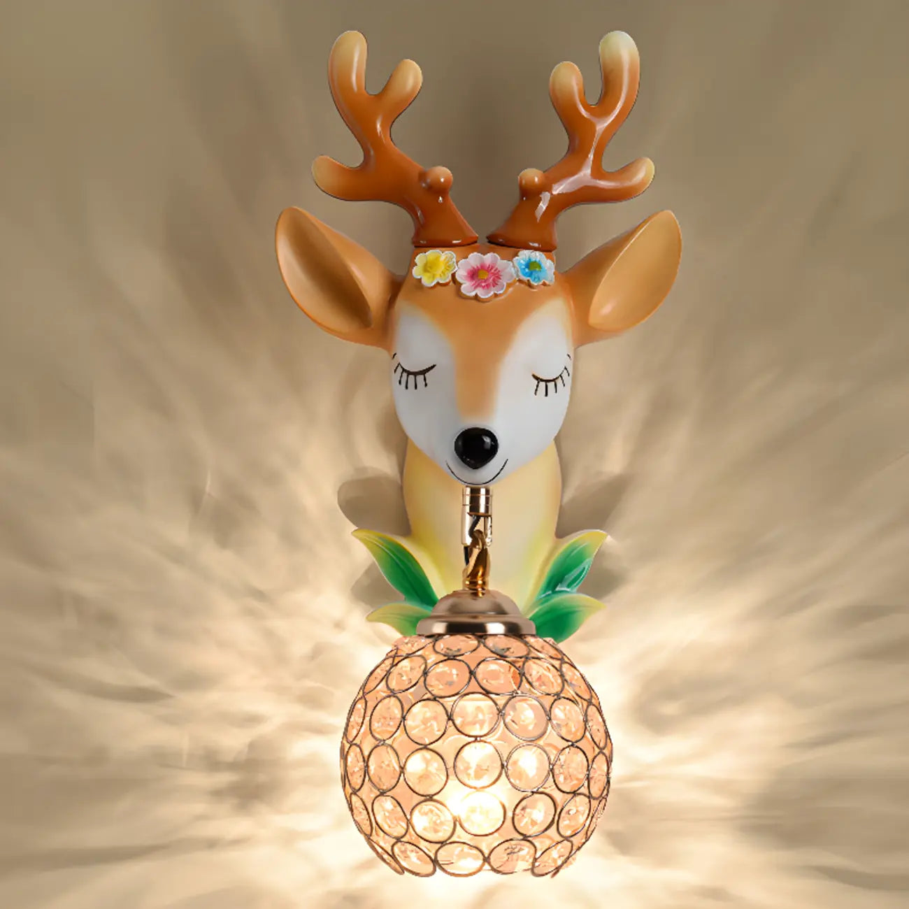 Kids Unicorn Wall Sconce with Crystal Globe for Bedroom