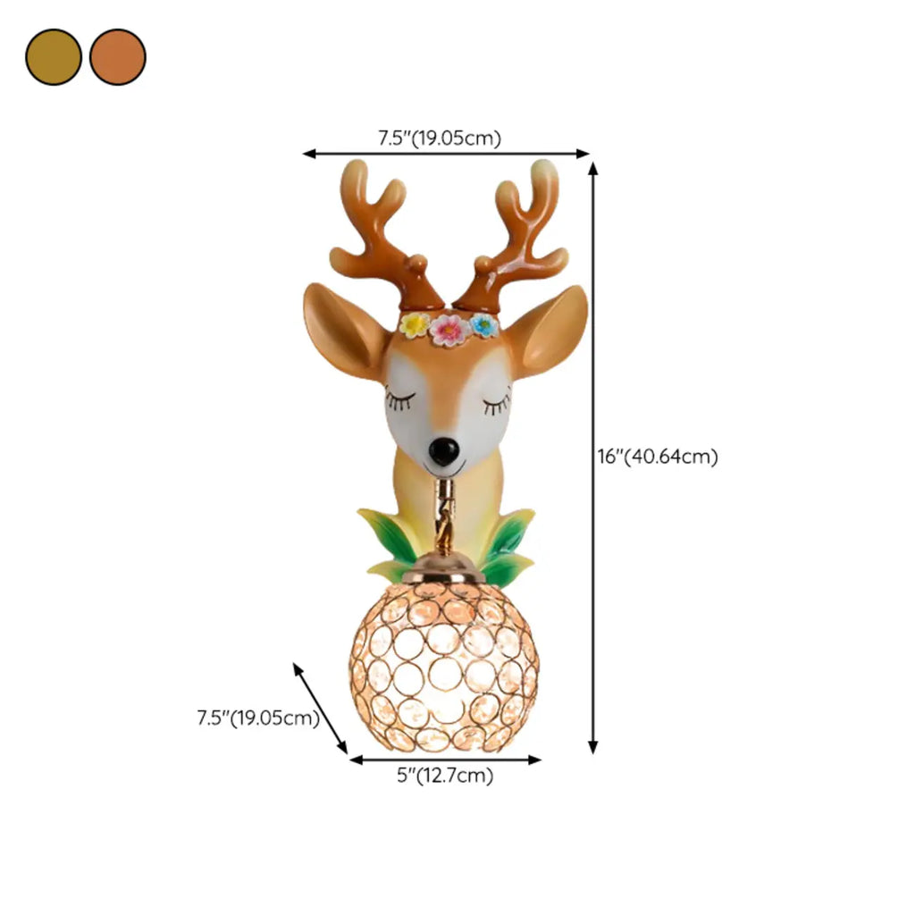 Kids Unicorn Wall Sconce with Crystal Globe for Bedroom