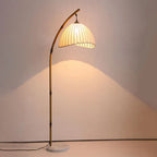 Modern Fabric Dome Metal Arc Floor Lamp Plug-In for Living Room